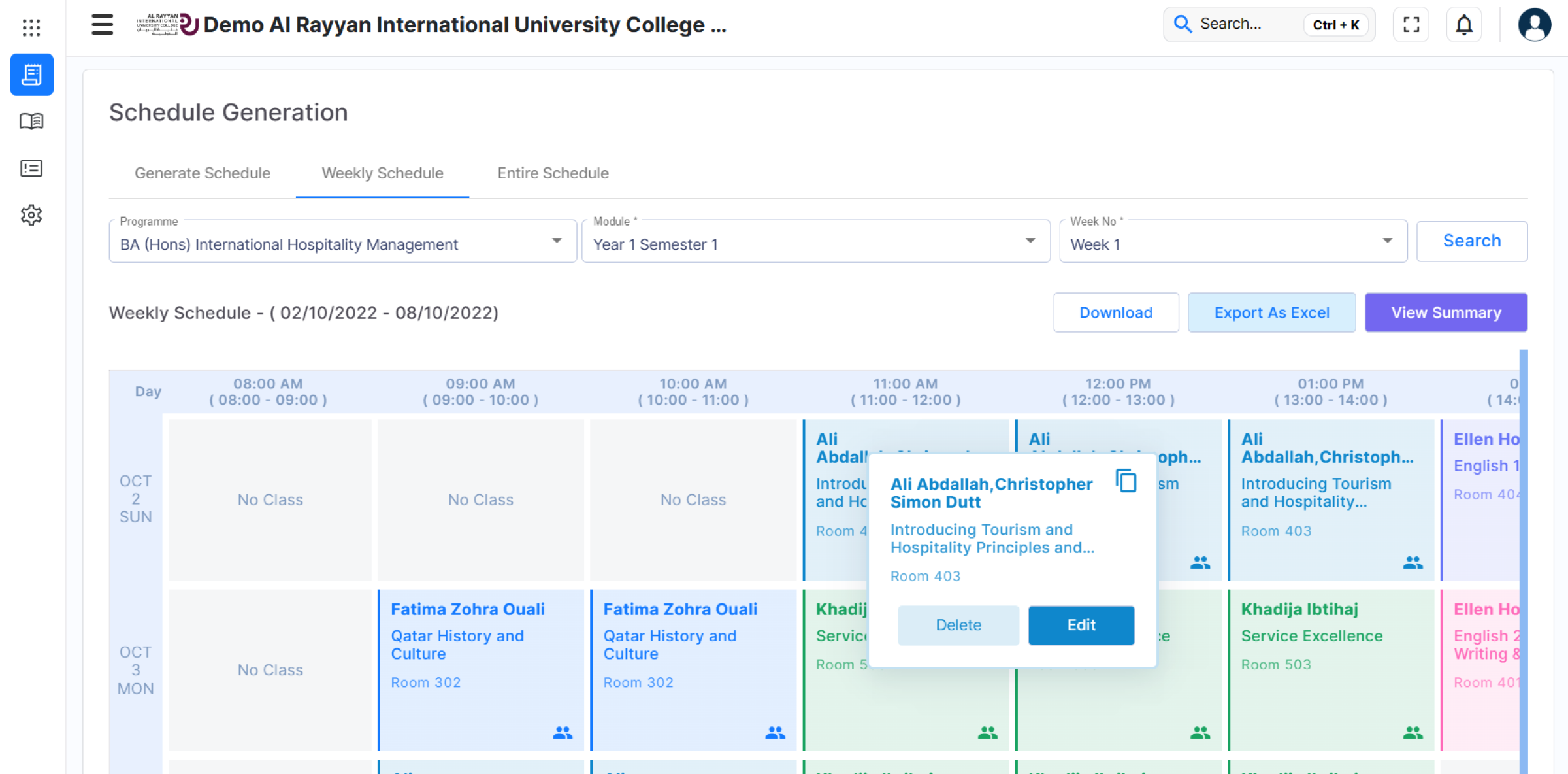 Schedule Generation